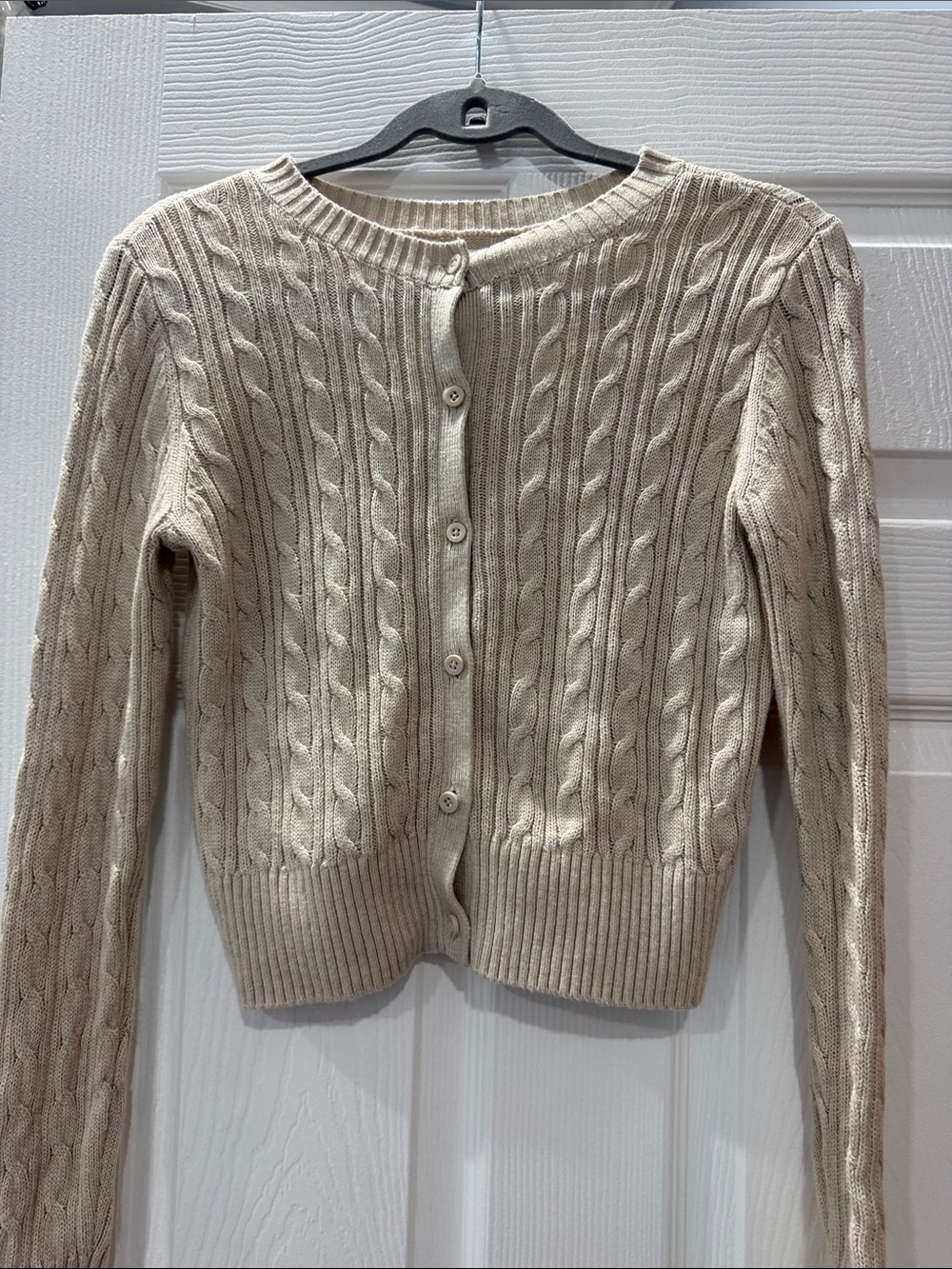 Hollister Cable-Knit Button Cardigan - Cream
